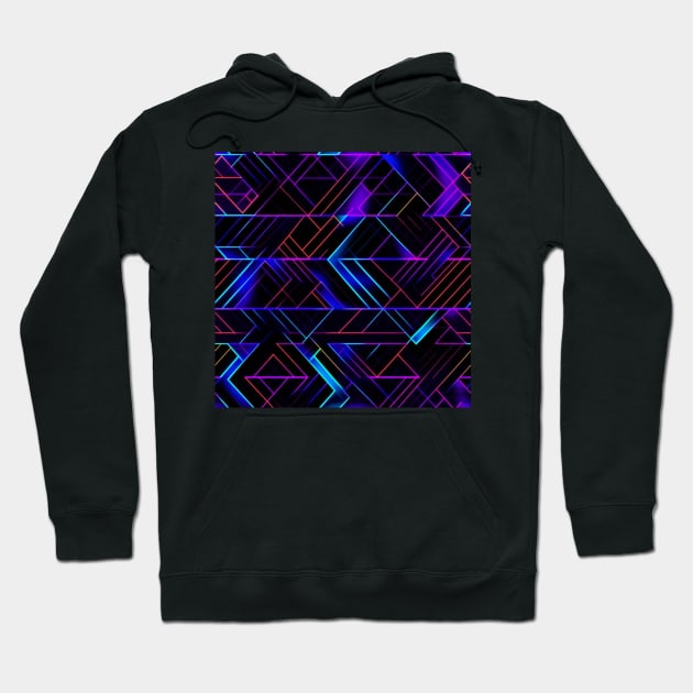 Neon Trippy EDM Festival Rave Pattern Hoodie by AlexandrAIart